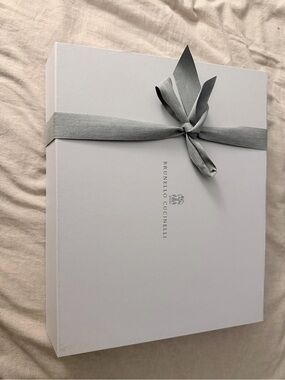 Brunello Cucinelli White Box with Gray Ribbon Bow